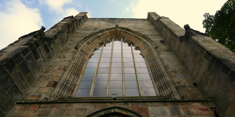 View looking up the tower at Beauchief Abbey