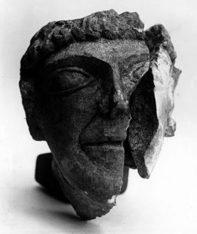 Carved head of a monk from Beauchief Abbey